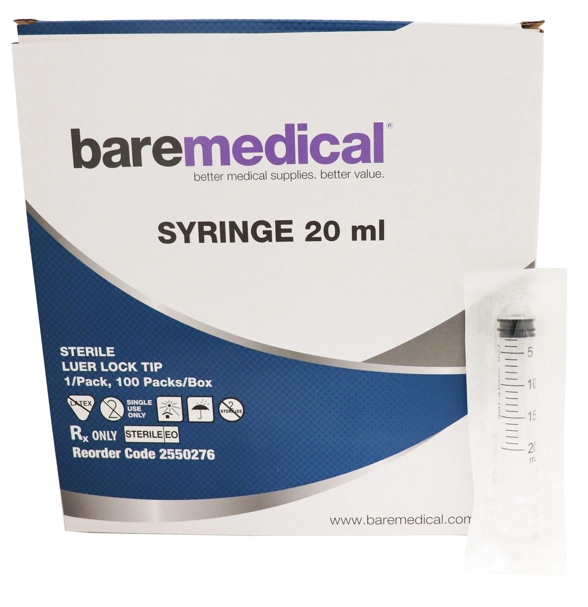 SYRINGE 20ML LUER LOCK BARE MEDICAL BX100 2550276 6 SYRINGE 20ML LUER LOCK BARE MEDICAL BX100 2550276 - Image 2