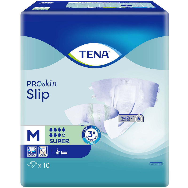 TENA SLIP SUPER PROSKIN MEDIUM Pk10 SLIPS 5 TENA SLIP SUPER PROSKIN MEDIUM Pk10 SLIPS