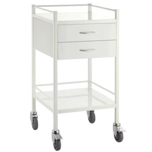 Tens Machines TROLLEY WHITE POWDER COATED 2 DRAWER 50CM