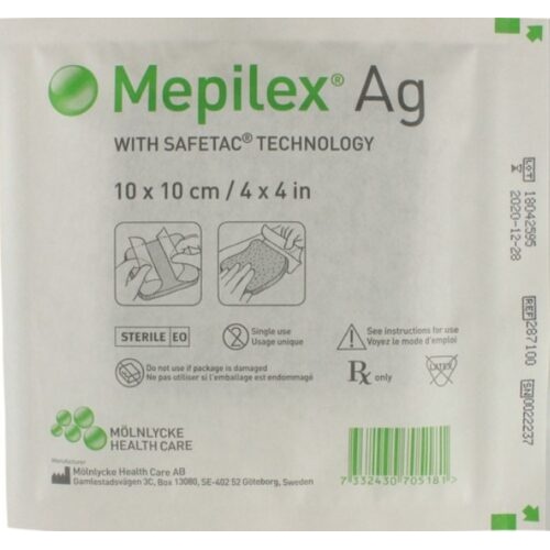 Dressings MEPILEX AG (SILVER) NO BORDER 10X10CM BX5