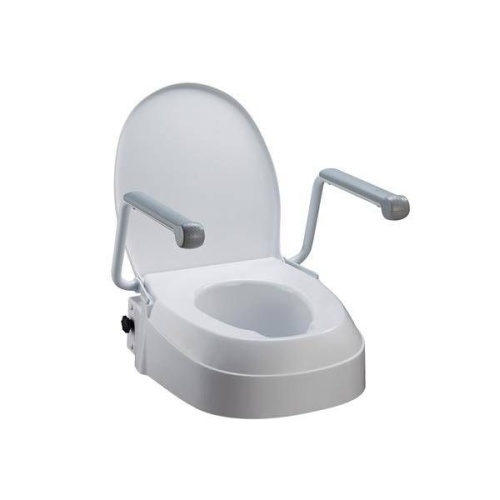 Homecraft Raised Toilet Seat with Armrests, three fixed adjustable seat heights
