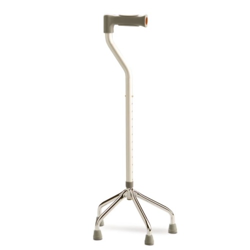 Quad WALKING Stick - ADJUST HEIGHT SMALL BASE Silver HE0070