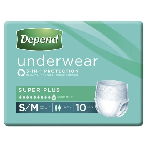 Depend Underwear Super Plus S/M 71-102cm Carton PK10 x 4